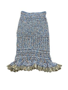 Custom Gimme Danger LA Crocheted Drawstring Skirt Blue White Cotton 2020s